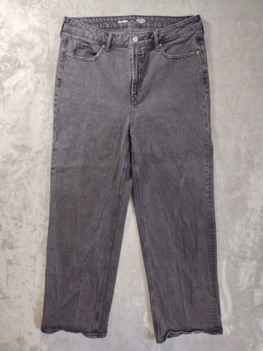 Old Navy Wide Leg Jeans Womens 14 Extra High-Rise Sky-Hi Black Y2K Grunge Boho
